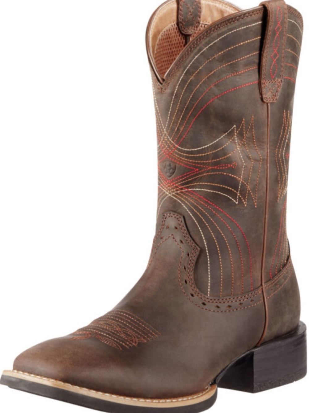 Ariat Mens Sport Distressed Brown Wide Square Toe Cowboy Boots Size 15D